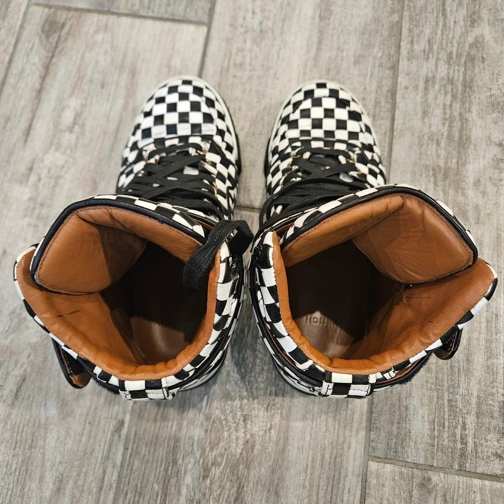 Givenchy Tyson High Top‎ Sneakers Womens Size 37 US 6.5 Checkered Leather Bold